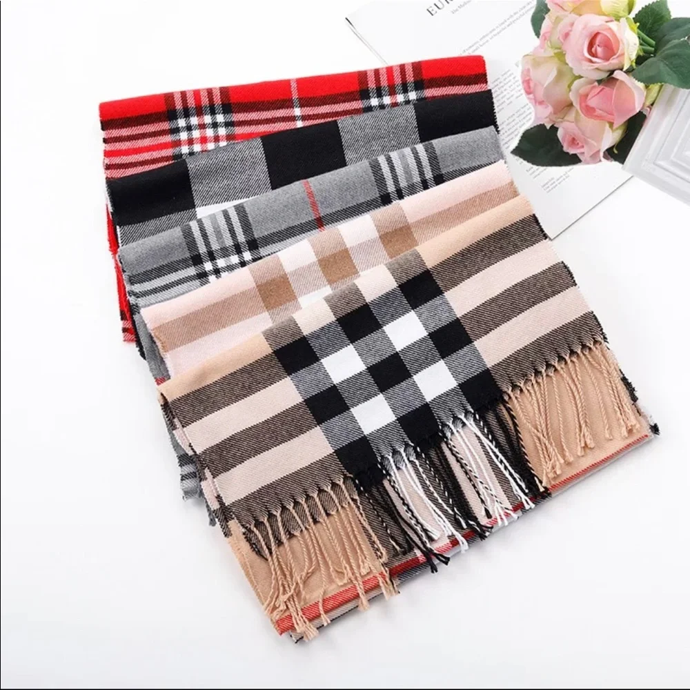 Plaid British style pashmina scarf - RED Plaid